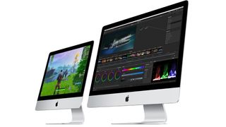 Den nye 21.5-tomme iMac 2019 (venstre) og 27-tommer iMac 2019 (højre) (Image credit: Apple)