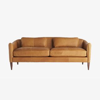 camel colored leather sofa