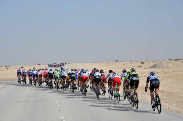 Echelons form on the exposed flatlands of Qatar.