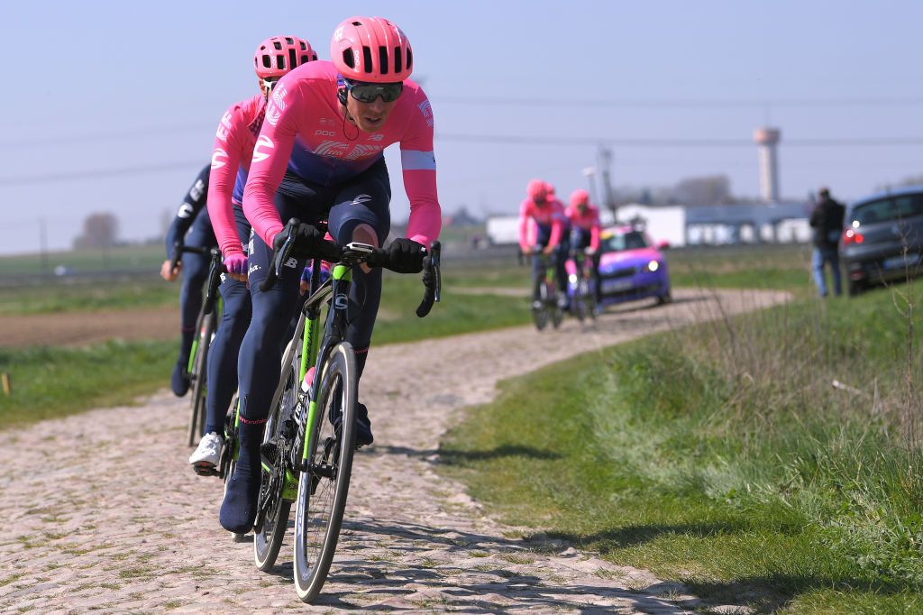 Sep Vanmarcke leads his EF teammates on the Paris-Roubaix recon