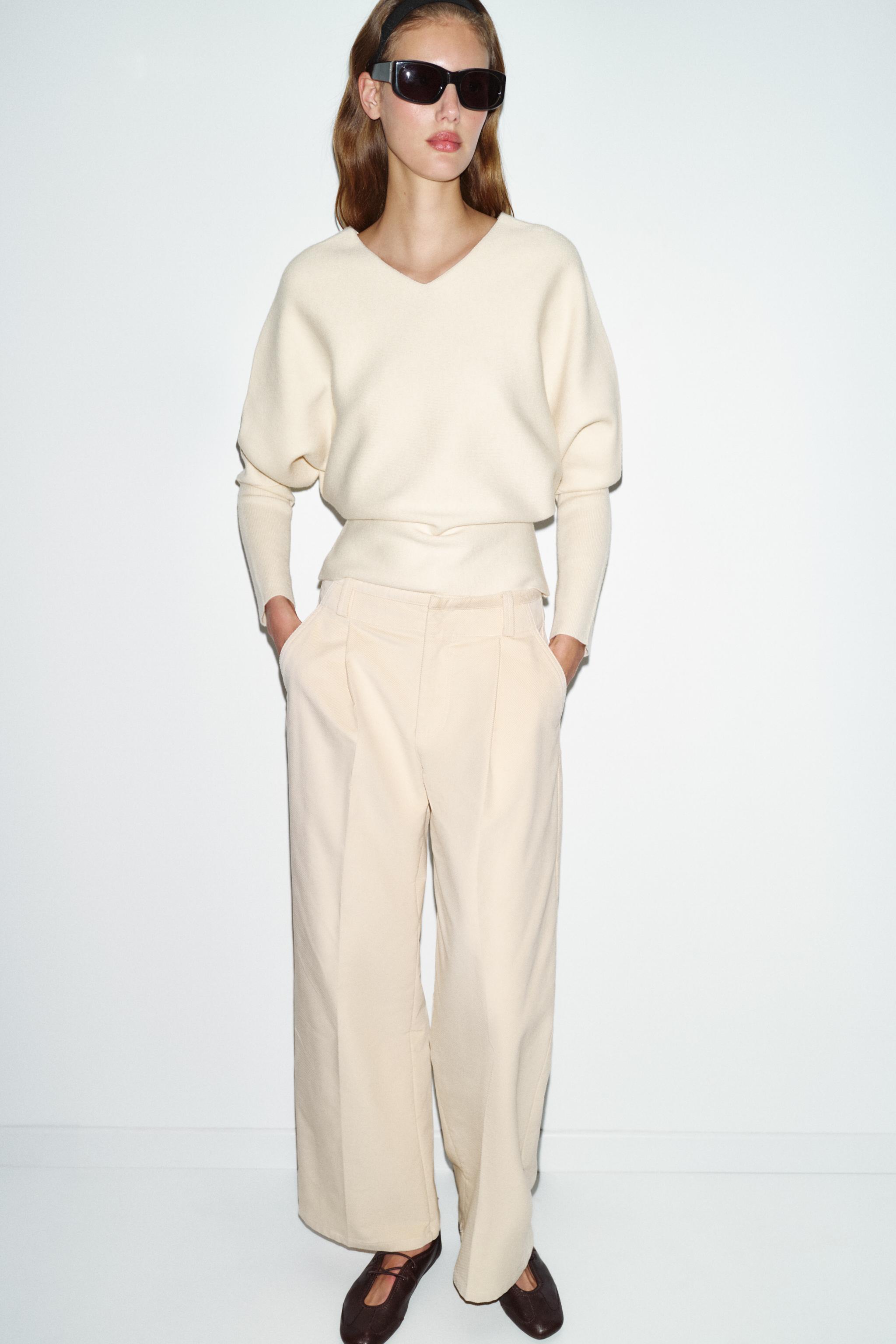 Corduroy Effect Straight-Leg Trousers
