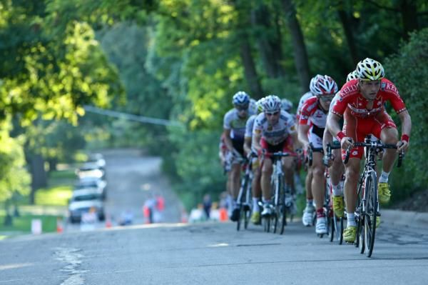 David Veilleux (Kelly Benefits) leads the break on the back side climb.