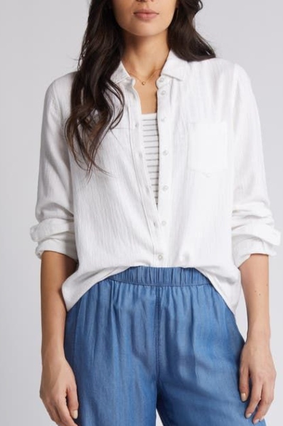 Caslon , Casual Gauze Button-Up Shirt