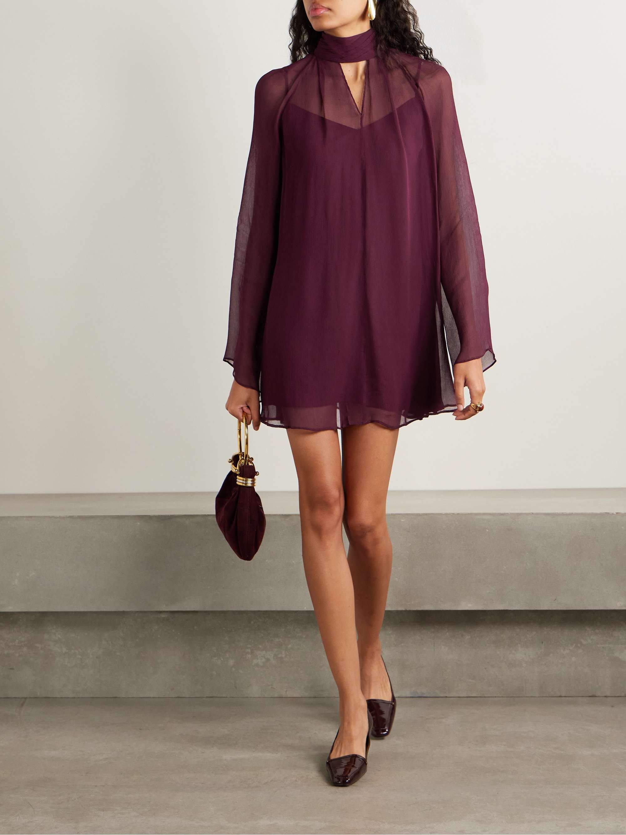 Esther Cutout Crepon Turtleneck Mini Dress