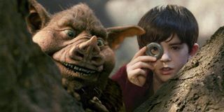 Seth Rogen as Hogsqueal and Freddie Highmore in The Spiderwick Chronicles
