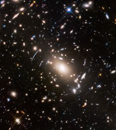 Space ... the final frontier, as seen by the Hubble Space Telescope. This stunning Frontier Fields view of the Abell S1063 was unveiled by astronomers on July 21, 2016 just ahead of the release of "Star Trek Beyond," the latest film in the Star Trek franc