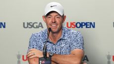 Rory McIlroy talks to the media prior to the US Open 