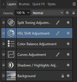 The final set of adjustment layers