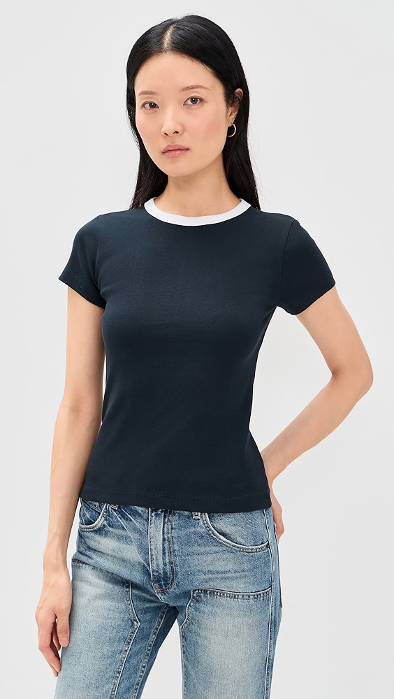 Madewell Ribbed Short Sleeve Crew Neck Tee With Center Back