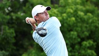 Rory McIlroy of Northern Ireland plays his shot from the 16th tee on day three of the Zurich Classic of New Orleans in April 2025