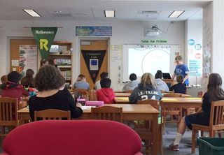 West Vincent students presenting on social media awareness