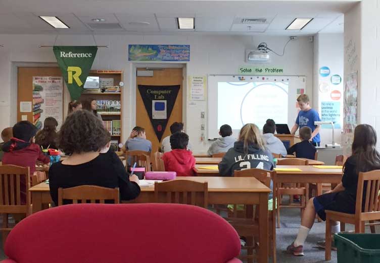West Vincent students presenting on social media awareness