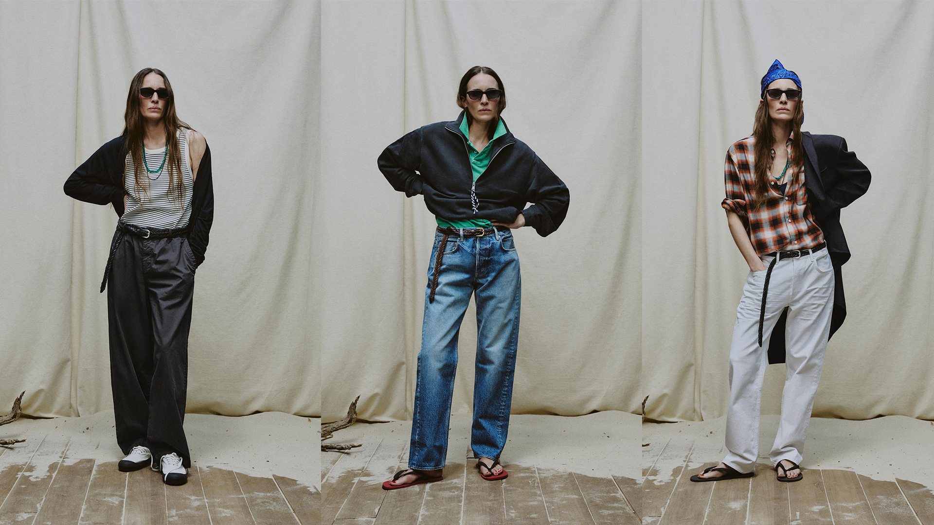Models wear clothing form Zara's latest collaboration with Aaron Levine