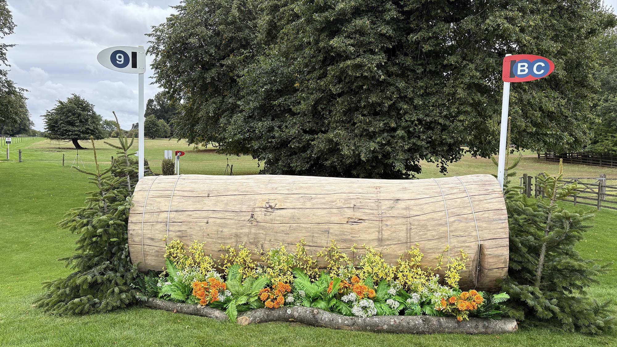 Log fence on the Burghley cross-country course 2026