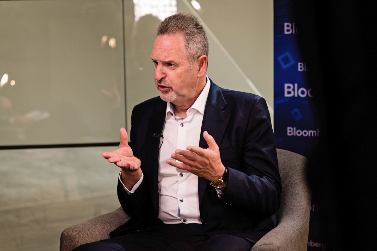 Arm CEO Rene Haas during a Bloomberg Television interview at the company&#039;s headquarters in Cambridge, UK