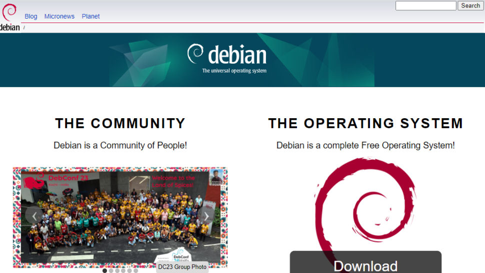 Debian website screenshot.