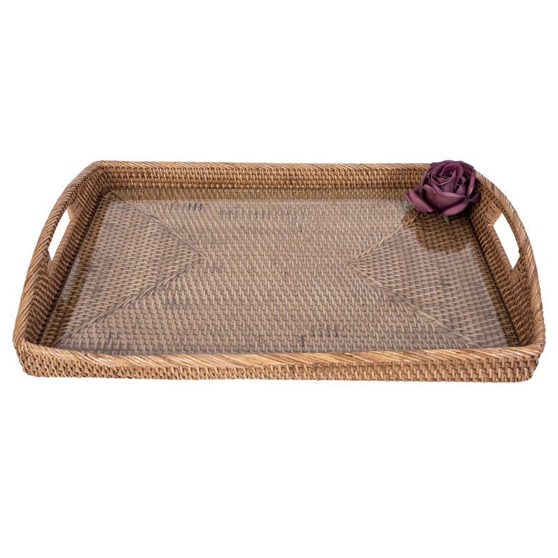 Saboga Home Rectangular Tray With Glass Insert | Wayfair