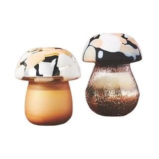 Two mushroom candles