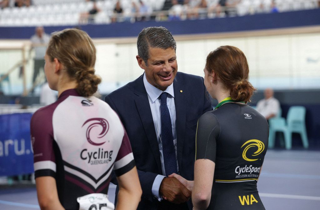 Steve Bracks in his first official function with Cycling Australia