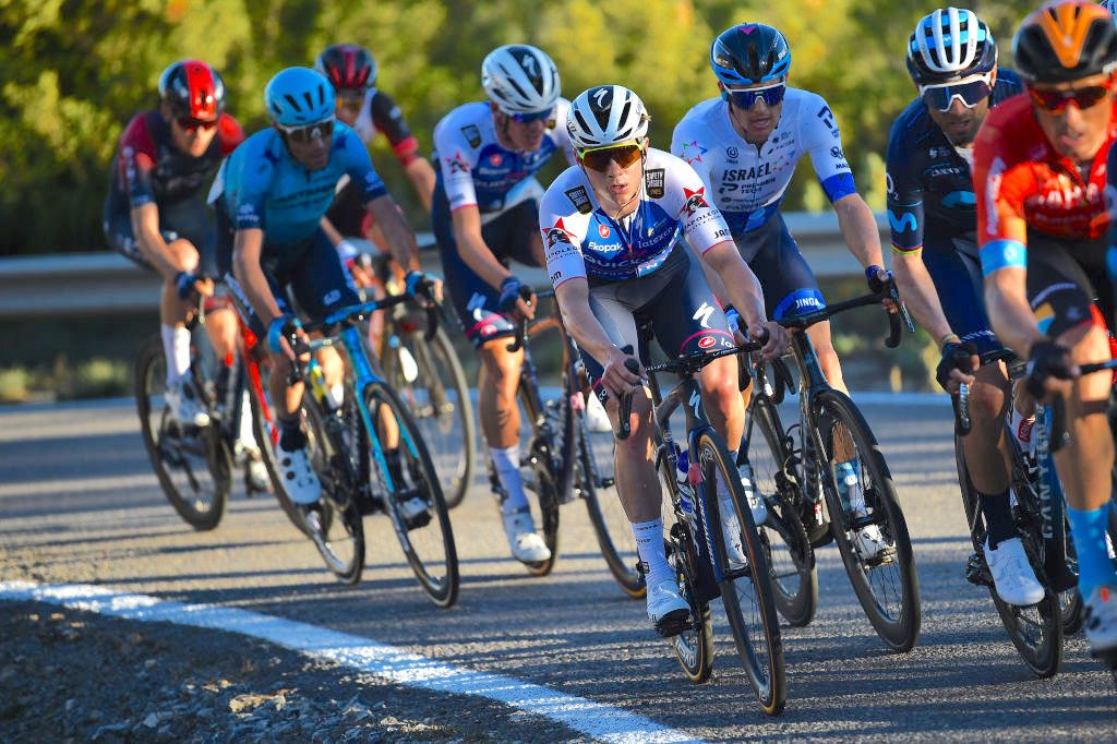 TORRALBA DEL PINAR, SPAIN - FEBRUARY 02: Remco Evenepoel of Belgium and Team Quick-Step - Alpha Vinyl competes during the 73rd Volta A La Comunitat Valenciana 2022 - Stage 1 a 166'7km stage from Les Alqueries to Torralba Del Pinar 735m / #VCV2022 / on February 02, 2022 in Torralba Del Pinar, Spain. (Photo by Dario Belingheri/Getty Images)