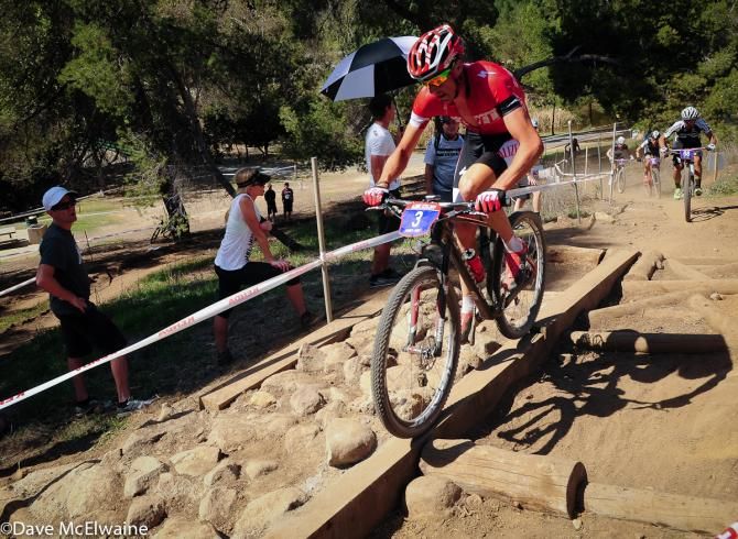 Todd Wells (Specialized) riding the only smooth line through a new rock garden