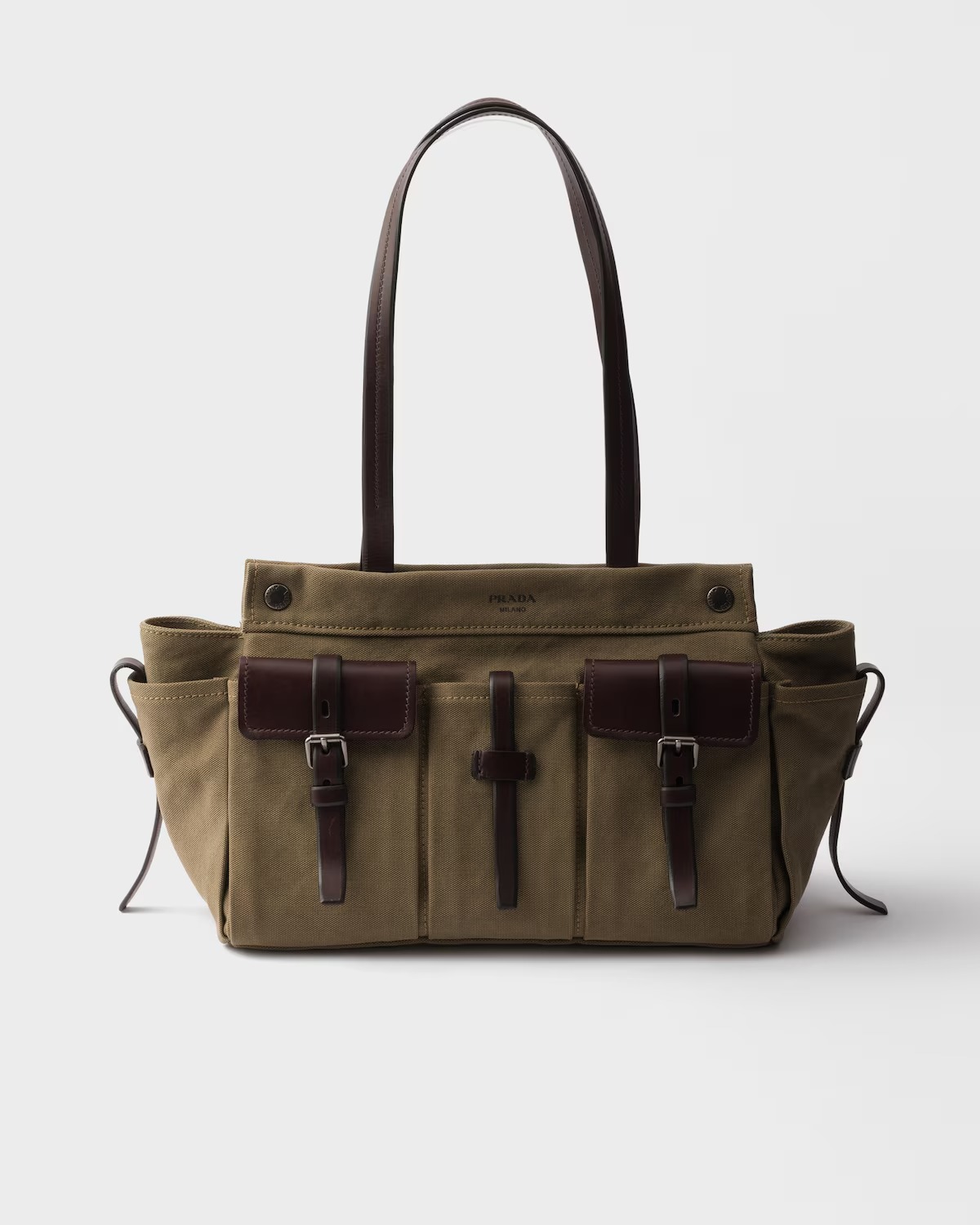 Prada, Route Large Canvas and Leather Tote Bag