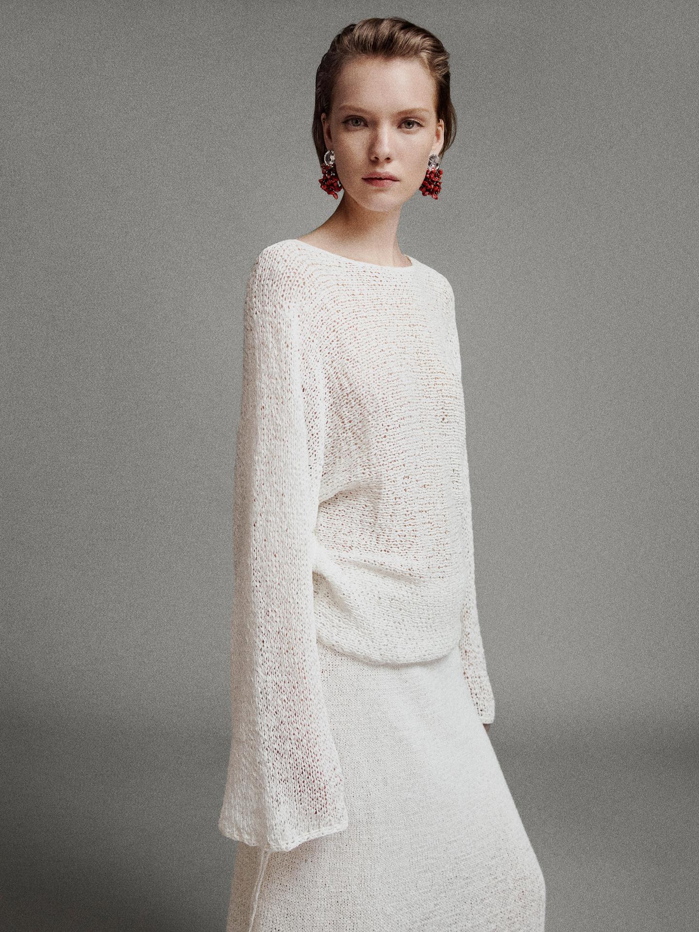 Balloon Sleeve Sweater With Bows