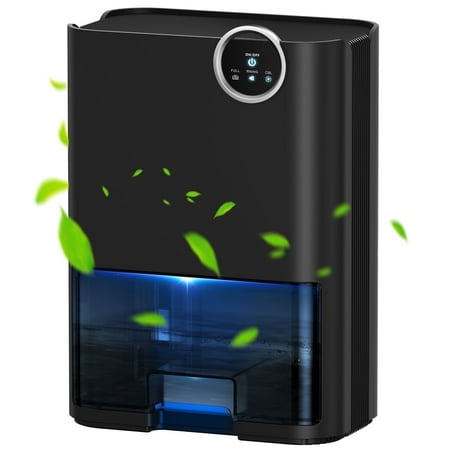 Egeh Dehumidifier for Home, 70 Oz Water Tank (500 Sq Ft) Auto Shut Off Small Dehumidifiers for Bedroom Bathroom With 5 Colors Led Lights, Black