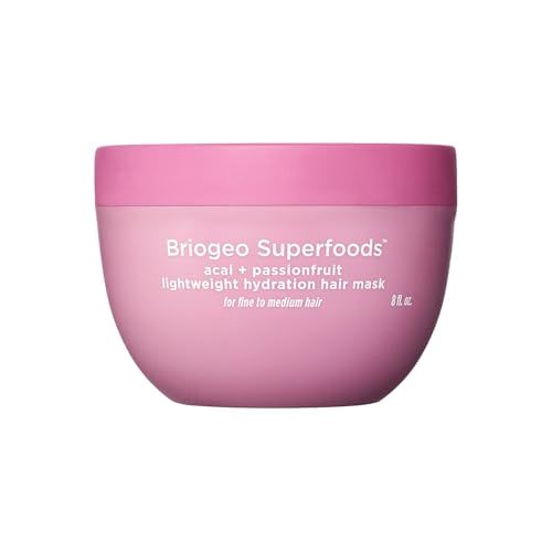 Briogeo Superfoods Acai + Passionfruit Lightweight Hydration Hair Mask – Deep Conditioner for Fine Hair, Boosts Shine & Softness, Weightless Moisture, Vegan & Cruelty-Free, 8 Oz
