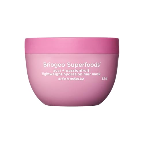 Briogeo Superfoods Acai + Passionfruit Lightweight Hydration Hair Mask – Deep Conditioner for Fine Hair, Boosts Shine & Softness, Weightless Moisture, Vegan & Cruelty-Free, 8 Oz