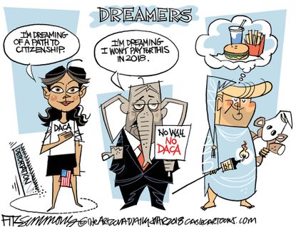 Political cartoon U.S. Trump immigration DACA Dreamers GOP