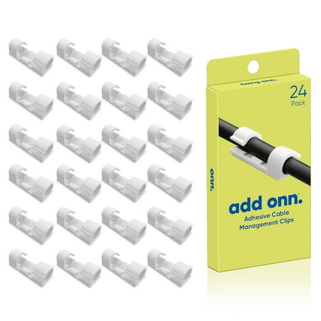 Onn. 24 Count Peel &amp;amp; Stick 3m Adhesive Managment Cable Clips, Cord Organizer