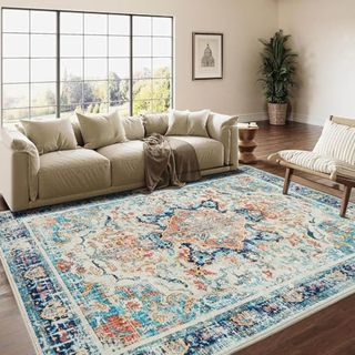 Topllen Washable Area Rug - 5'x7' Boho Living Room Rug, Non-Slip Soft Rugs Indoor for Bedroom Dining Room Office, Vintage Throw Large Carpet Stain Resistance (multi, 5x7ft)