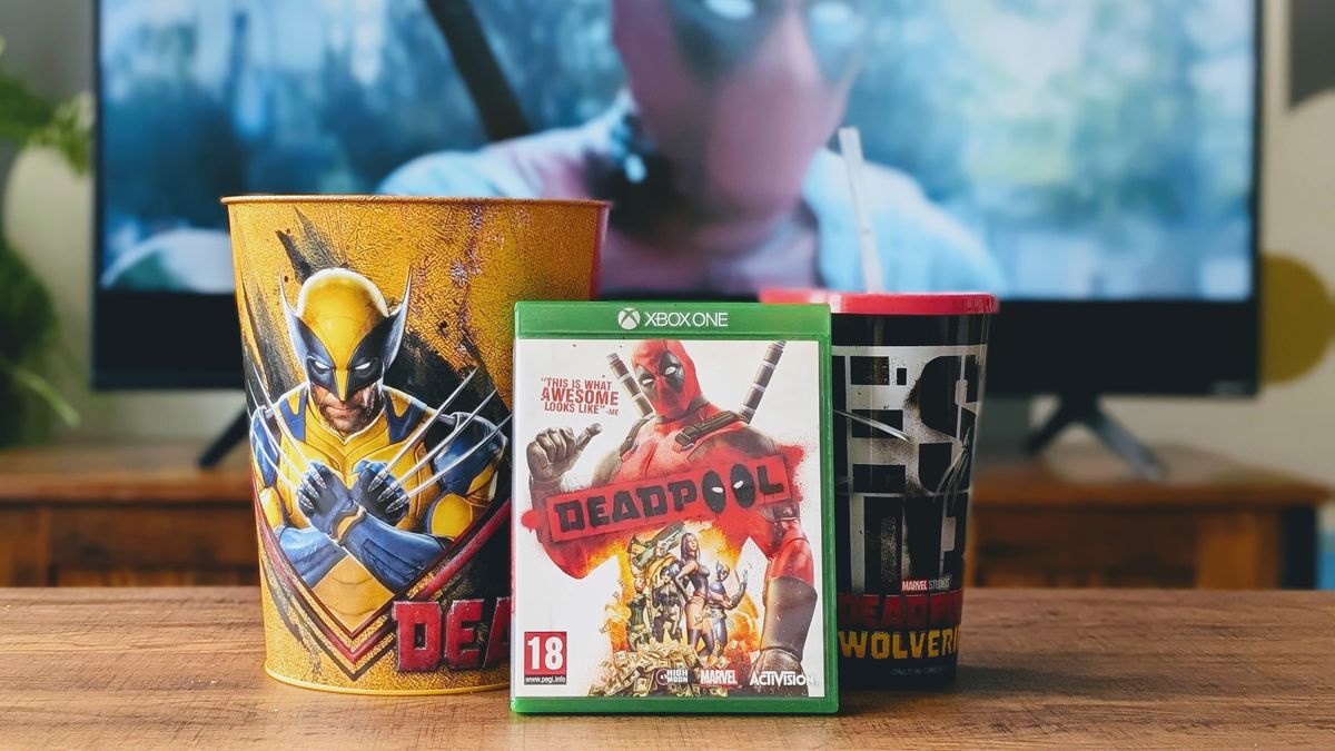 Deadpool Xbox One game with Deadpool 2 in the background