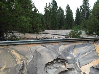 The mudslide filled in the channel at Mud Creek.