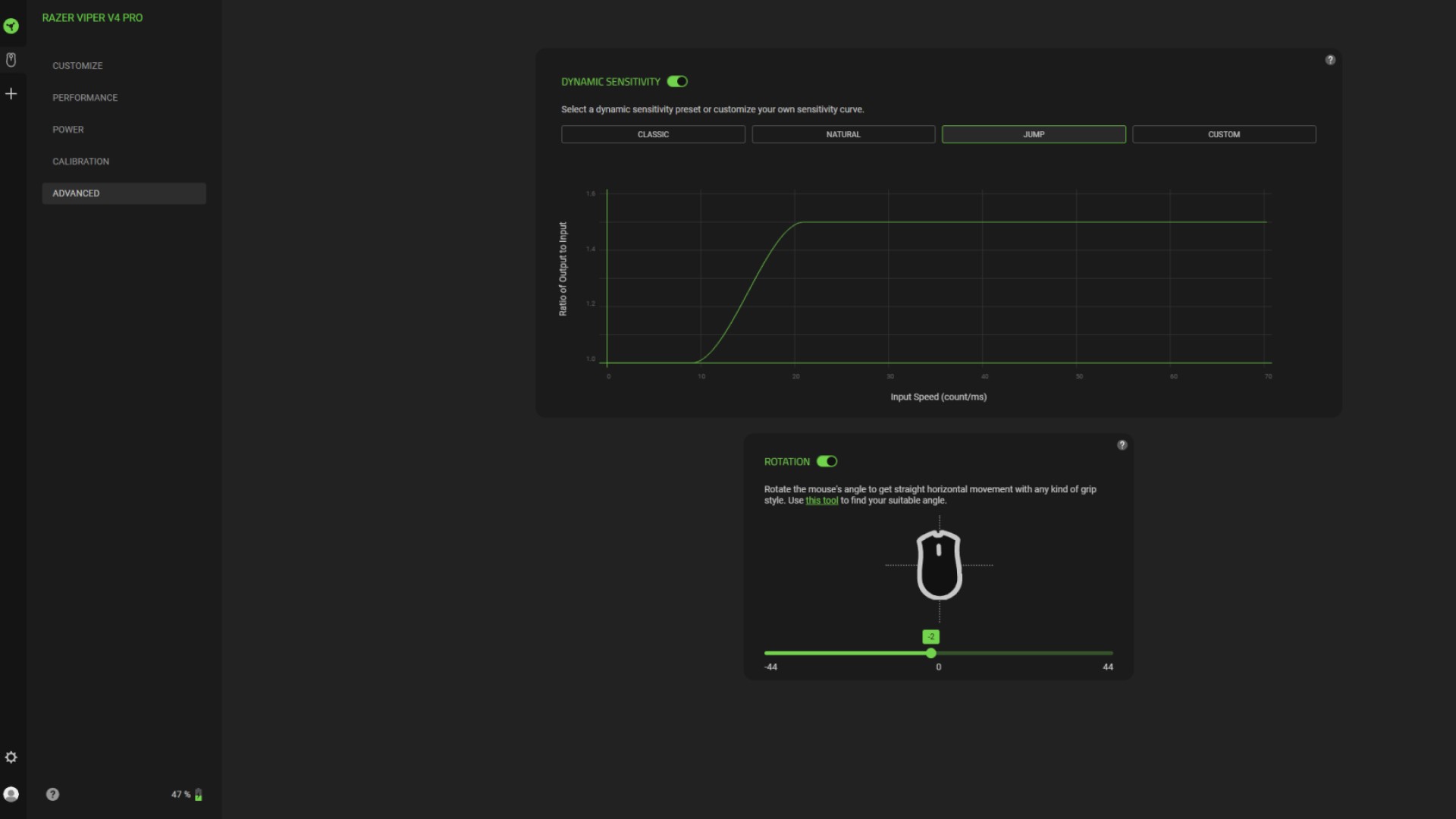 Screenshot of Razer Synapse Web program running for Viper V4 Pro mouse