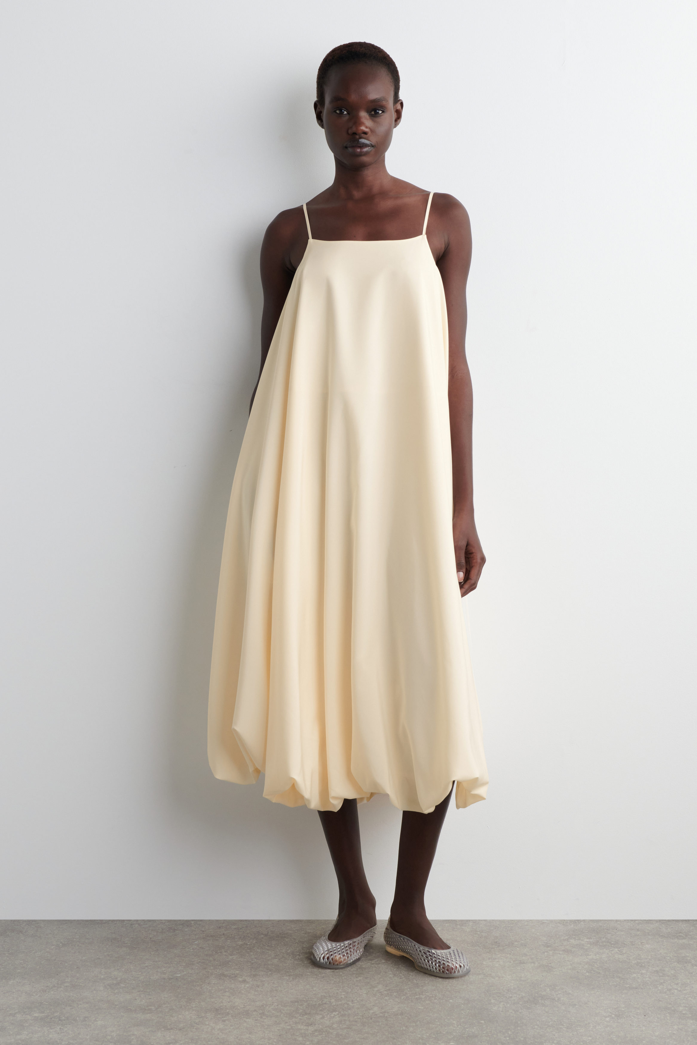 Bubble-Hem Midi Dress