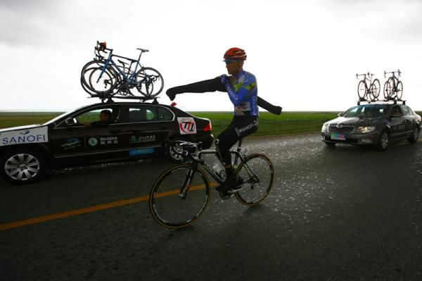 TT1 Sanofi rider,Julien Antomarchi wearing the rain jacket