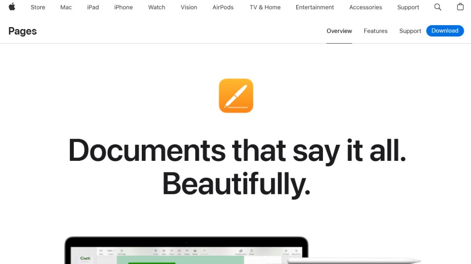 Pages website screenshot (August 2025).