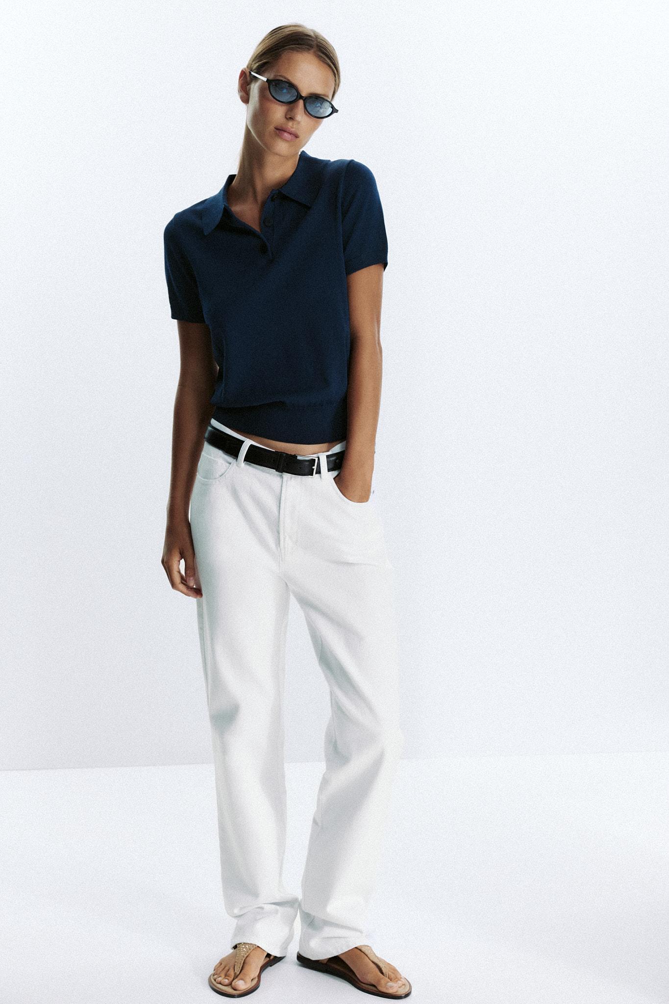 Short Sleeve Knit Polo Top