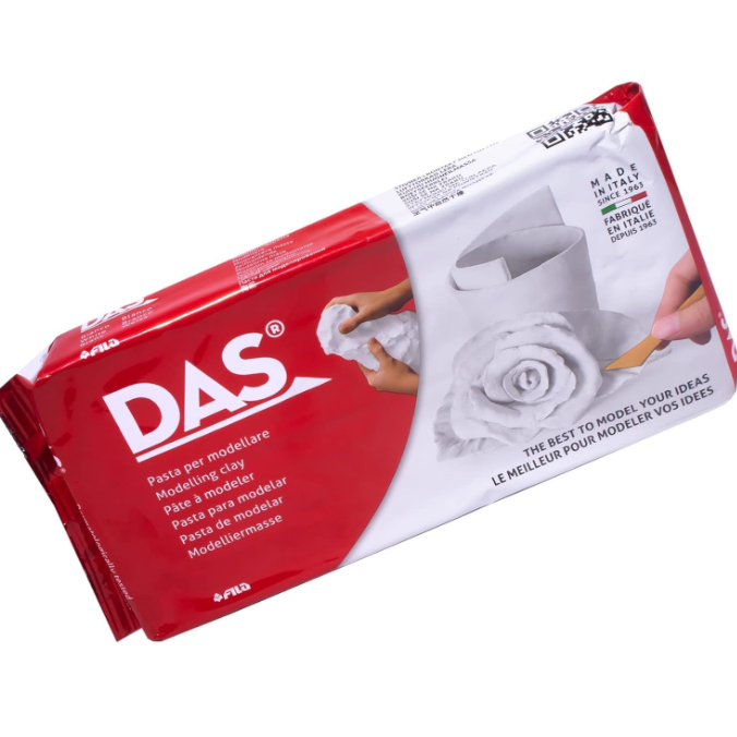 a product image of a block of white air dry clay in a red and white packet