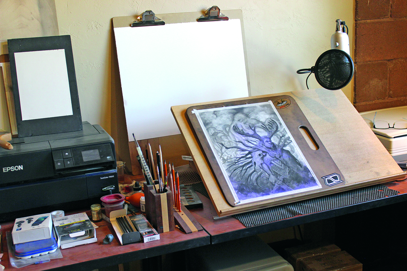 Image of a charcoal abstract character art in progress