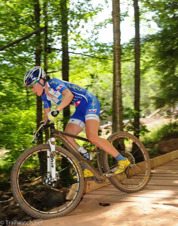 Georgia Gould (Luna Pro Team) with a commanding lead on lap two