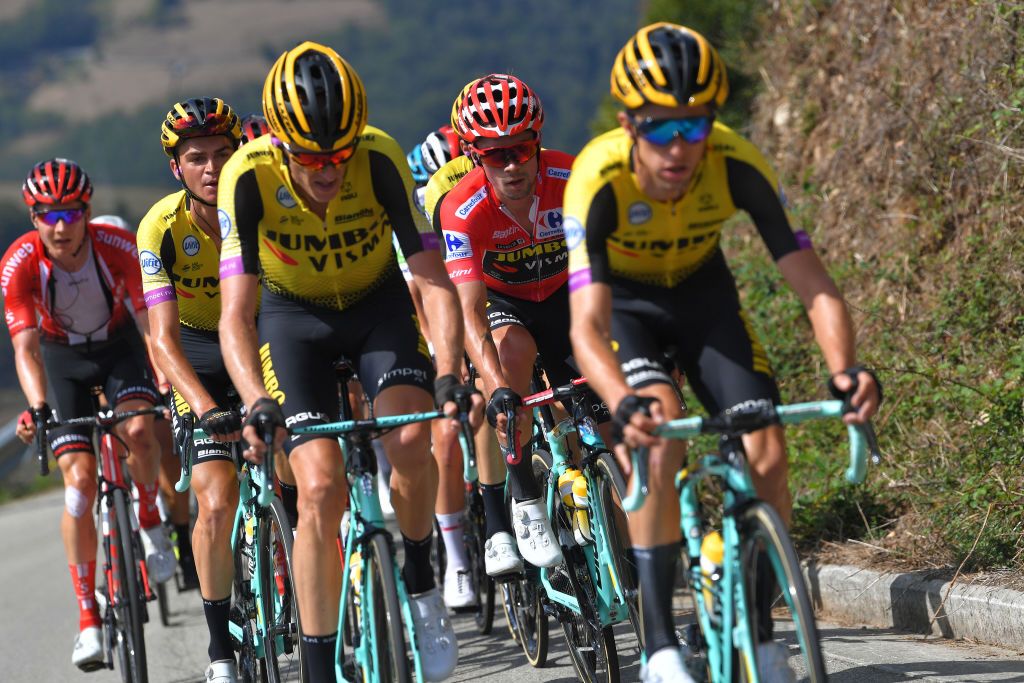Jumbo-Visma and Primoz Roglic during stage 15 at the Vuelta a Espa&ntilde;a