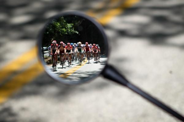 The break makes its way up Paris Mountain at the US Pro Cycling Championships in Greenville, SC.