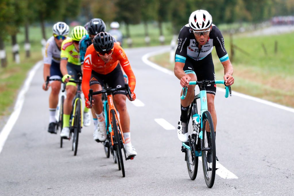 LUXEMBOURG LUXEMBOURG SEPTEMBER 14 LR Emerson Oronte of United States and Team Rally Cycling and Jack Bauer of New Zealand and Team BikeExchange compete in the Breakaway during the 81st SkodaTour De Luxembourg 2021 Stage 1 a 140km stage from Luxembourg to LuxembourgKirchberg 352m skodatour skodatour on September 14 2021 in Luxembourg Luxembourg Photo by Bas CzerwinskiGetty Images