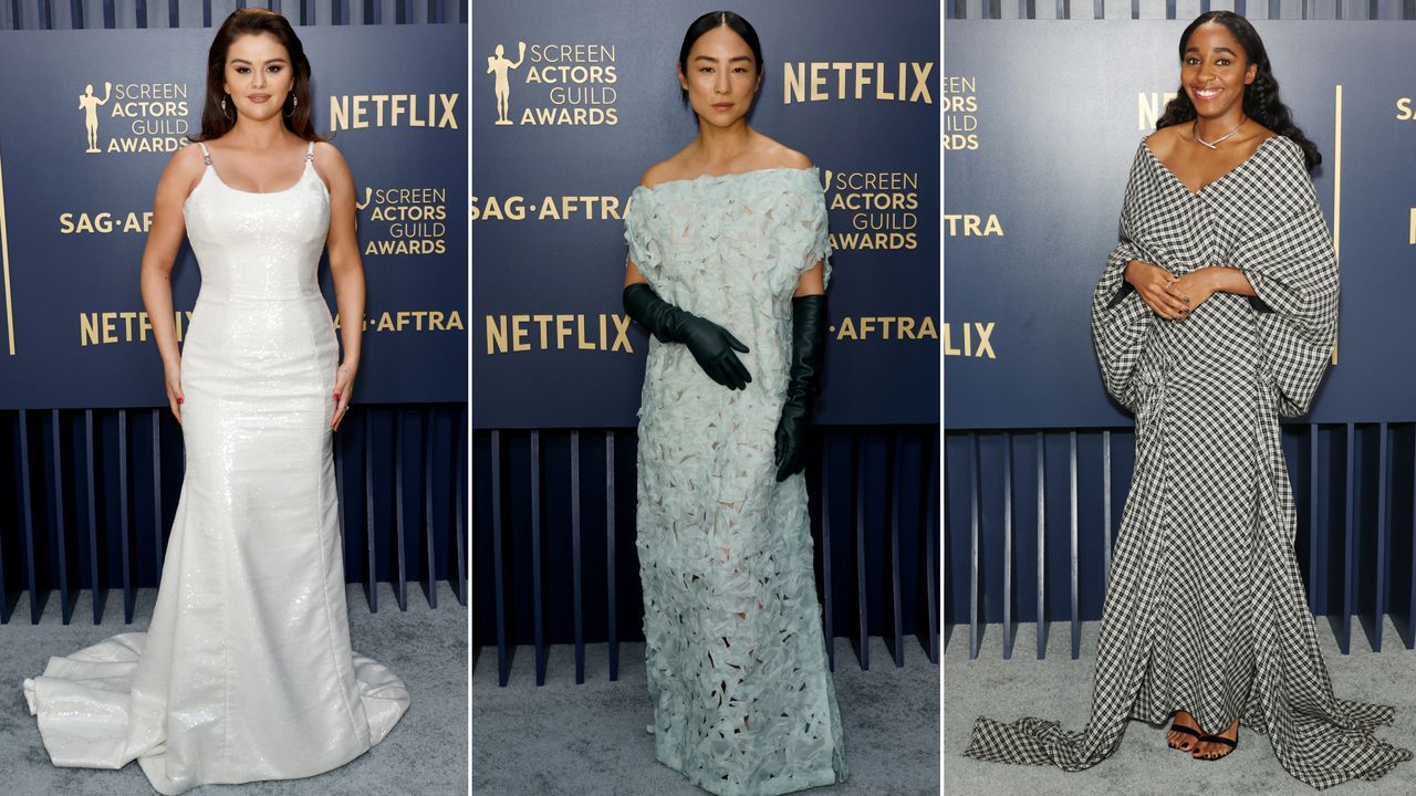 selena gomez greta lee and ayo edebiri at the sag awards