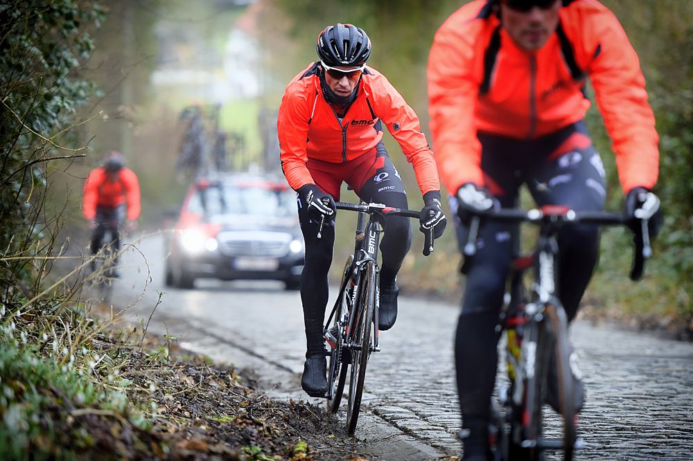 Philippe Gilbert (BMC) pre-rides the Omloop