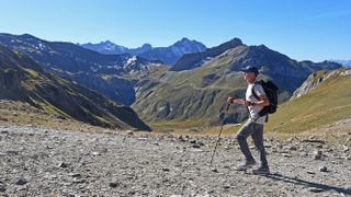 Pat Kinsella testing Black Diamond Trail Cork trekking poles