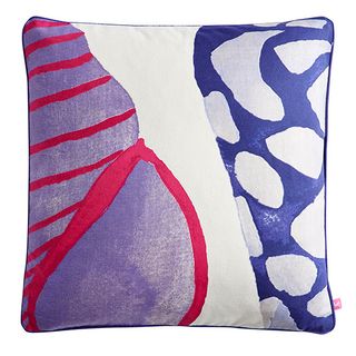 red and blue colour cushion
